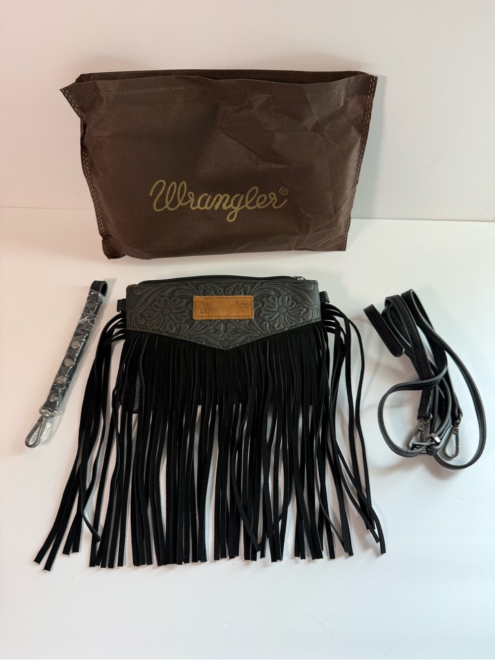 Wrangler Black Fringe Crossbody Bag NWOT